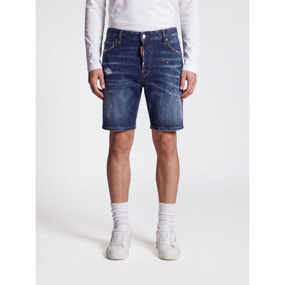 Dsquared2 Men Five-Pocket Worn-Out Cotton Denim Shorts Dsquared2